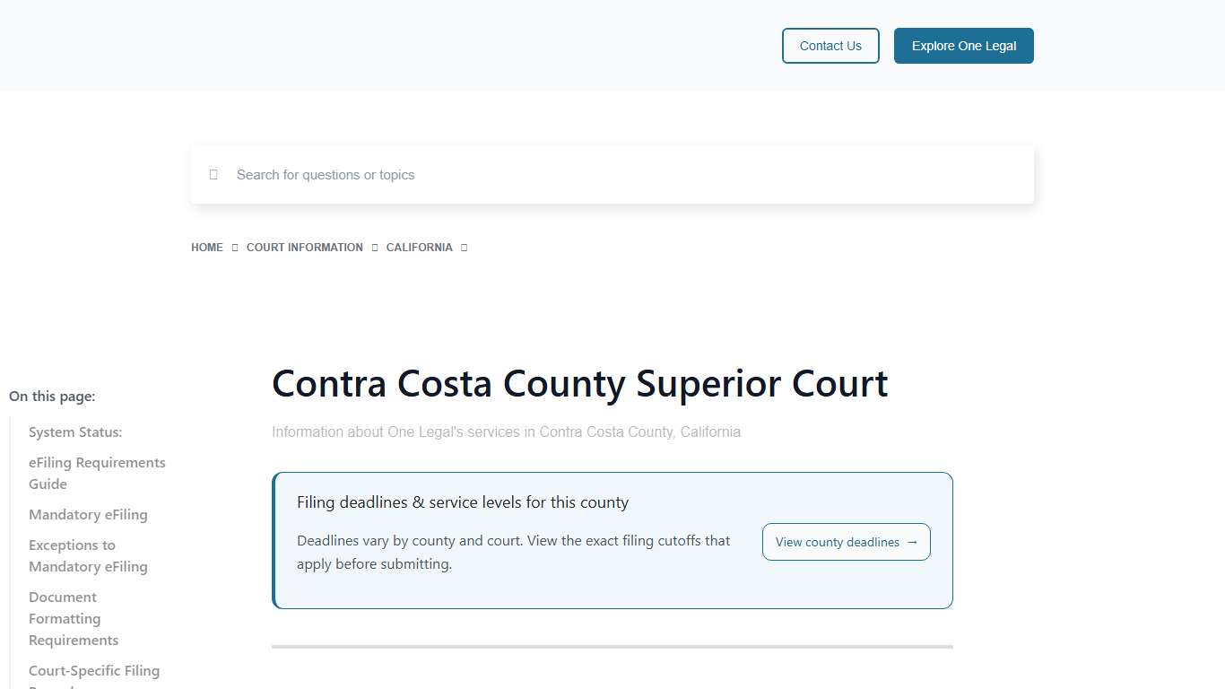 Contra Costa County Superior Court - One Legal