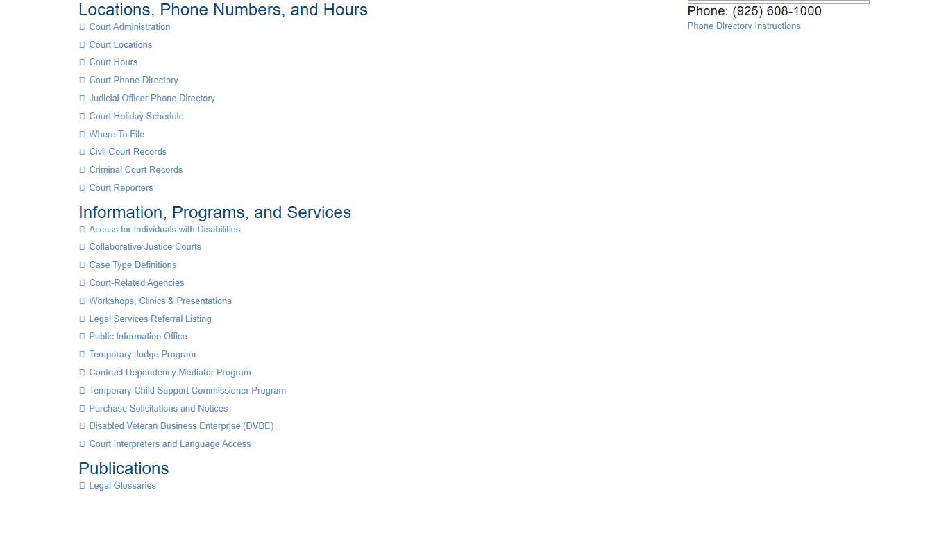 General Court Information: Contra Costa Superior Court