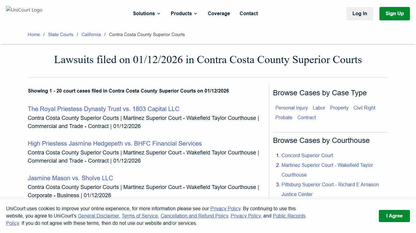 Contra Costa County Superior Court Records & Case Search California - UniCourt